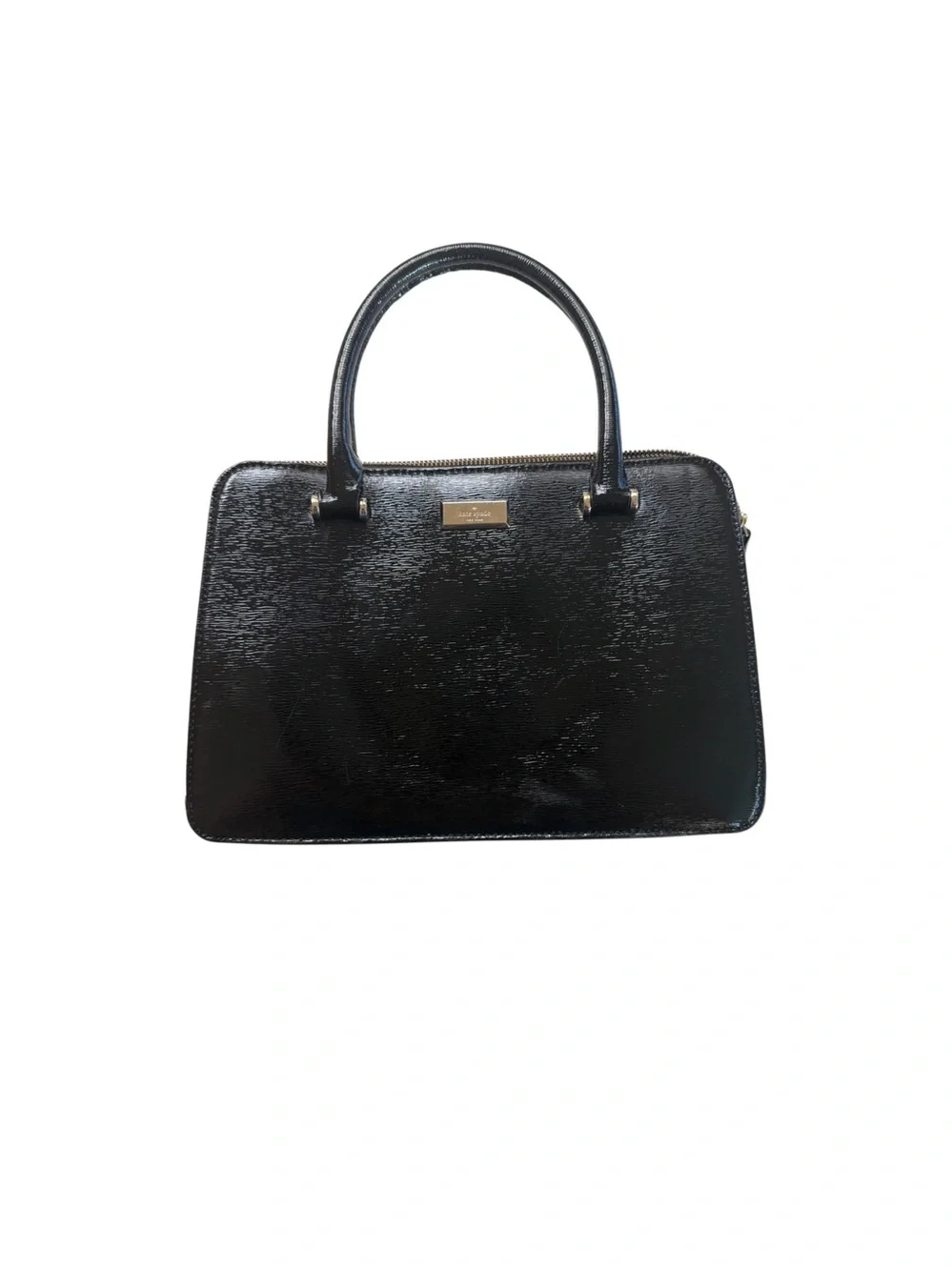 Kate Spade Black Leather Handbag • Gold Hardware • Structured Tote • Upcycled🖤